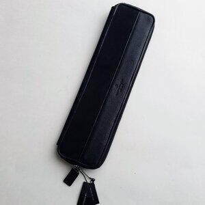 NWT sleek leather trim travel tie case